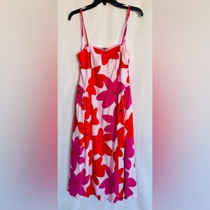 GB Bold Pink and Red Floral Midi Dress